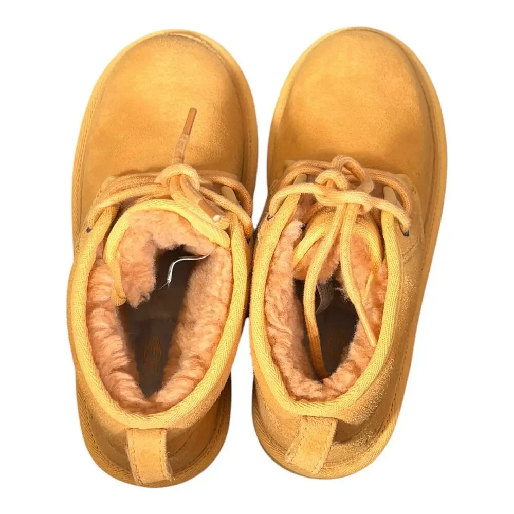 UGG Neumel Yellow Suede Chukka Boots Shearling Lined Youth Kids Size 4 Comfy